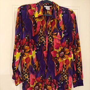 Vintage Colorful Oversized Shirt | Fun Statement Piece | Thrifted